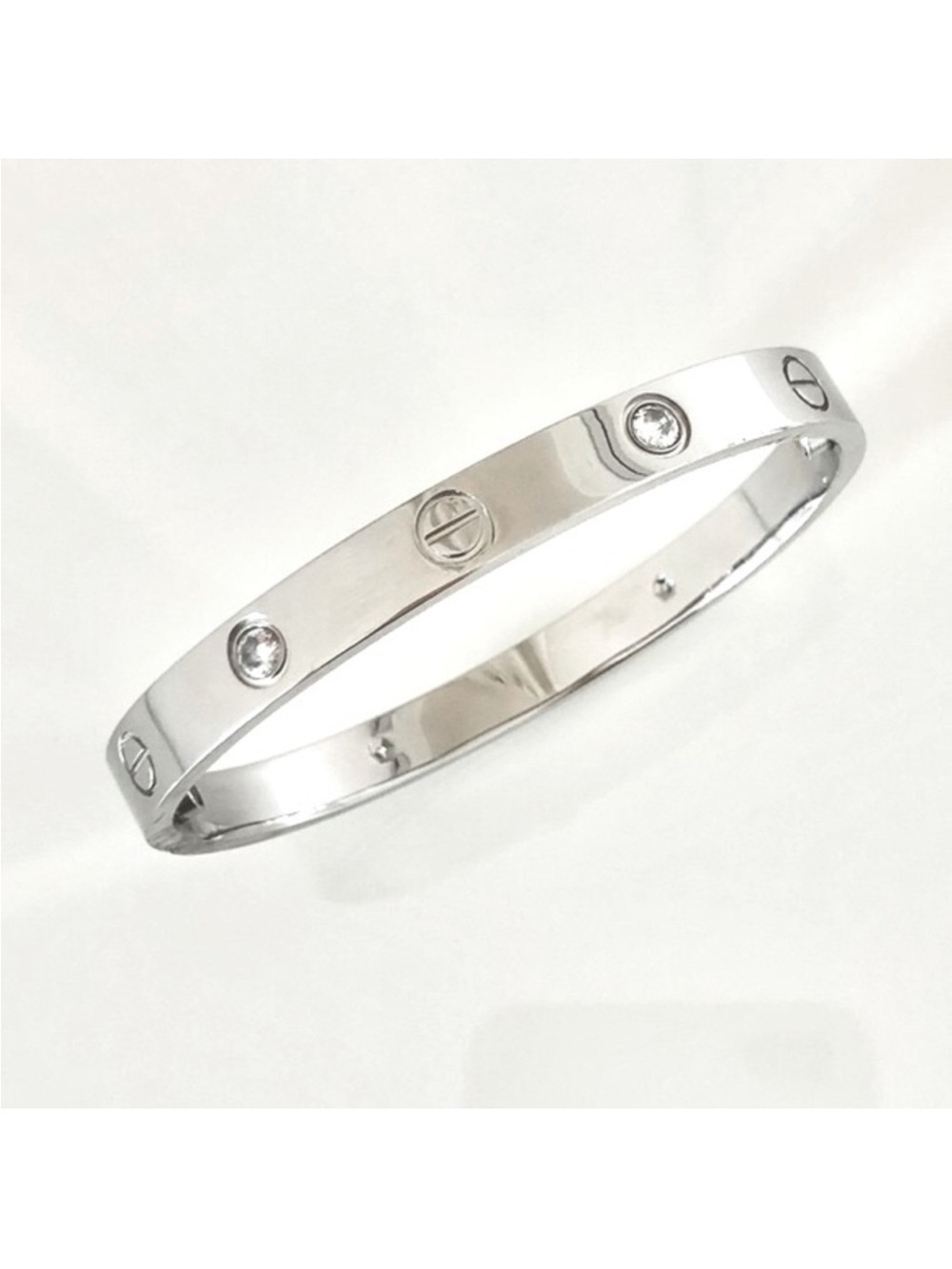 Generic Silver Screw Cuff Bangle Bracelet with Stones and Screwdriver